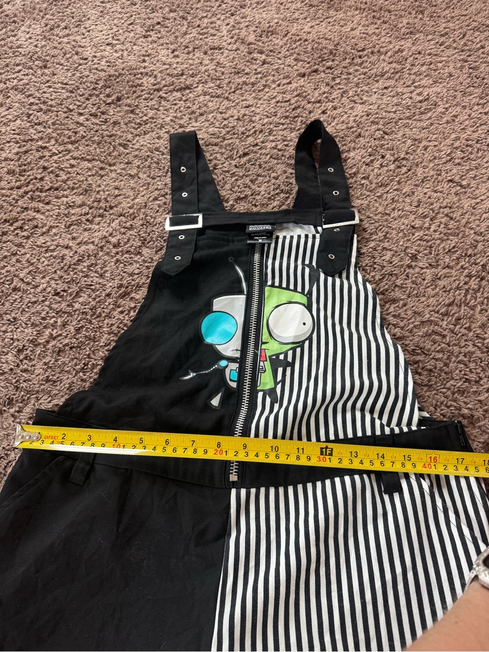 Nickelodeon Invader Zim HOT TOPIC Shortalls Overall Romper Y2K Zip Size M - Picture 10 of 11